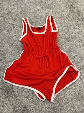 art class Red One-Piece Bodysuit with White Trim